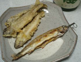 イワナの塩焼と天ぷら